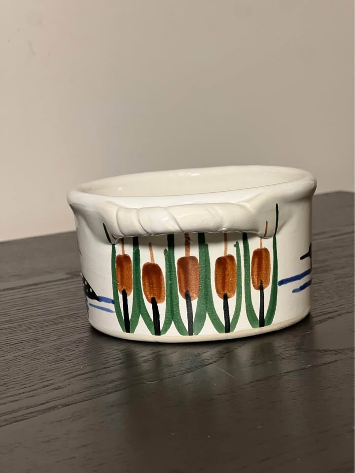 PUSHAW POND POTTERY Hand Painted Bowl Willow Winds Maine - photo 2