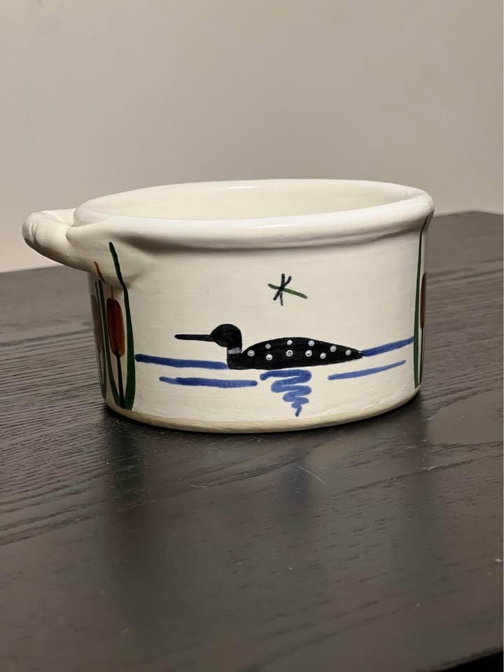 PUSHAW POND POTTERY Hand Painted Bowl Willow Winds Maine - photo 3