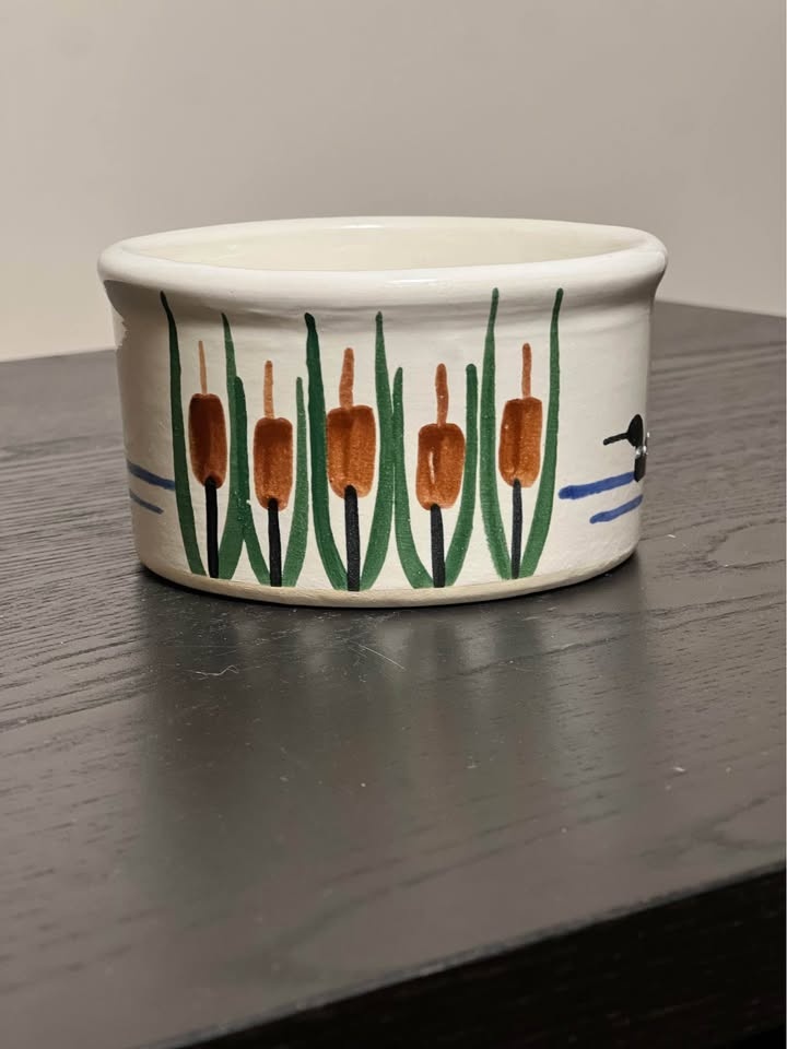 PUSHAW POND POTTERY Hand Painted Bowl Willow Winds Maine - photo 4