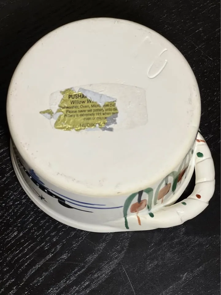 PUSHAW POND POTTERY Hand Painted Bowl Willow Winds Maine image indicator(6)