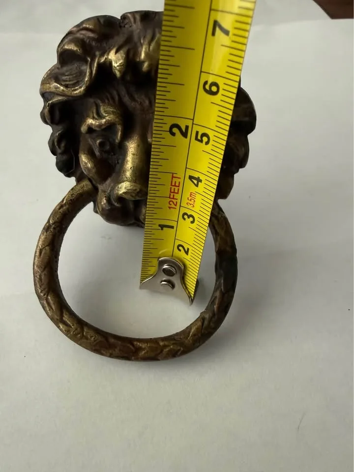 Rare Lion Door Knocker Solid Brass 2.7 inches Antique Bronze image indicator(3)