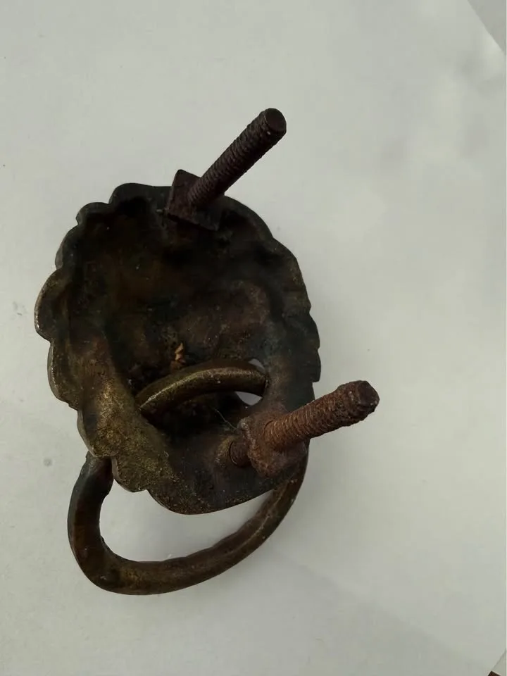 Rare Lion Door Knocker Solid Brass 2.7 inches Antique Bronze image indicator(4)