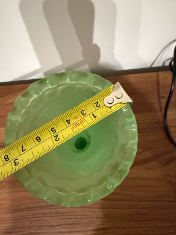 Antique French opaline glass vase in jade-green color - photo 5