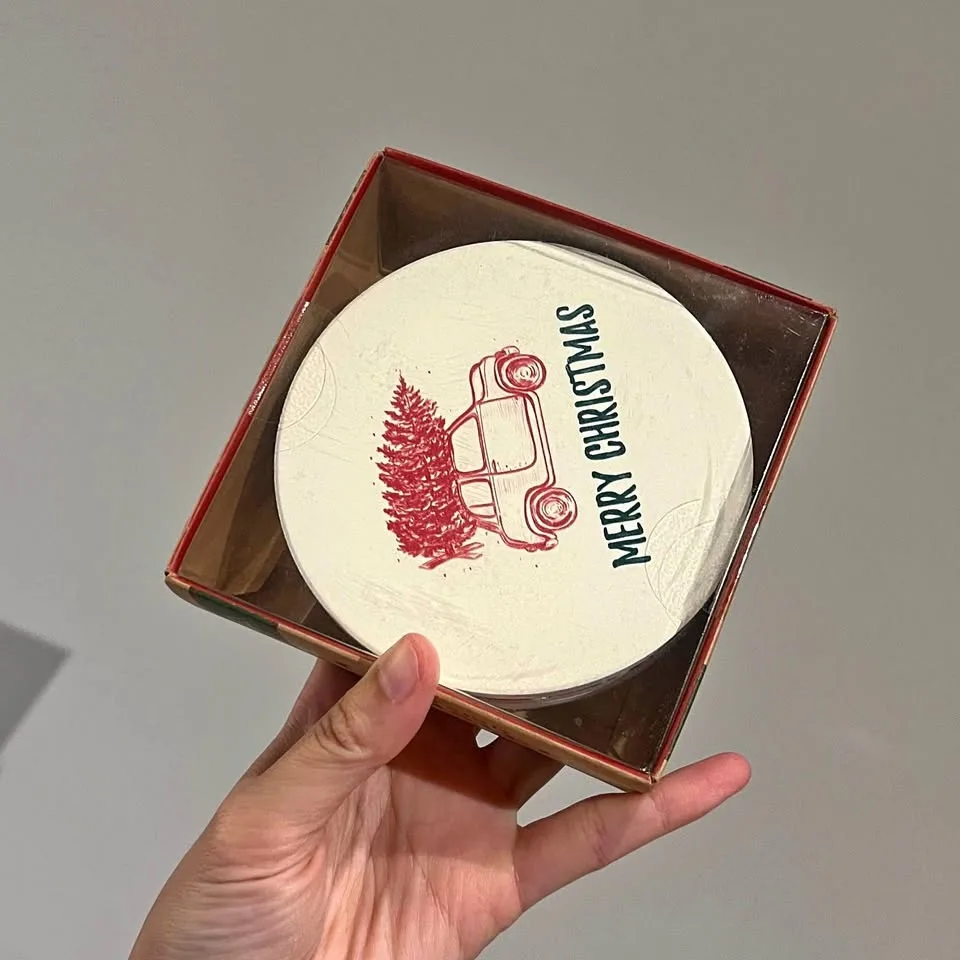 4pc Set Christmas Ceramic Coasters