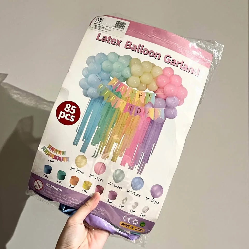 85 PCS Pastel Rainbow Latex Balloon Garland Kit