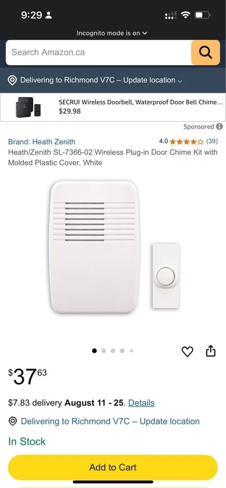 Heath/Zenith Wireless Plug-in Doorbell Chime Kit, White image indicator(2)