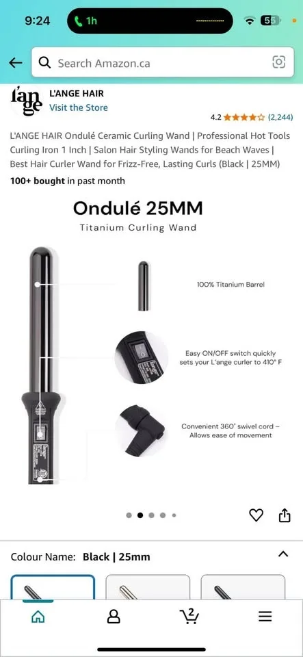 L'ANGE HAIR Ondulé Ceramic Curling Wand 25mm image indicator(2)