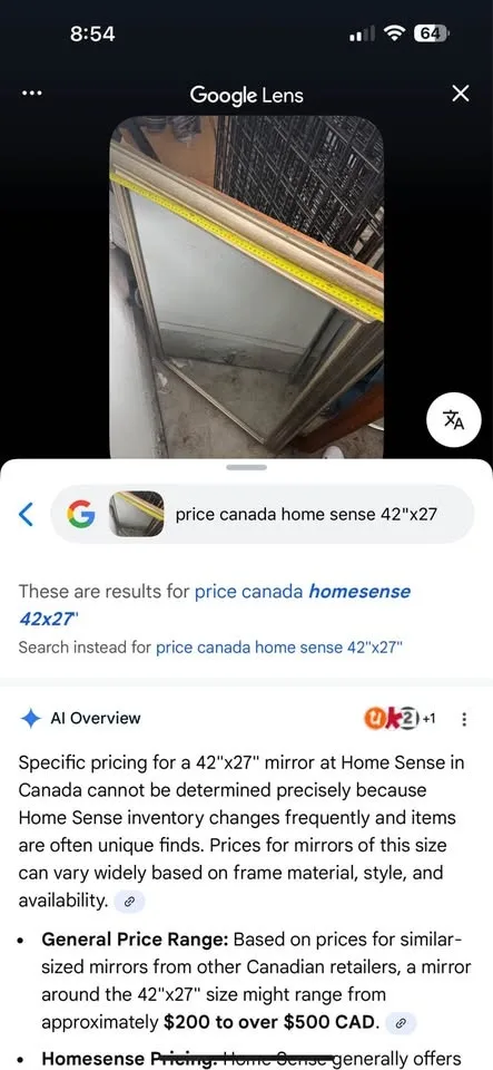 42” x 27” MIRROR (HOMESENSE) image indicator(2)