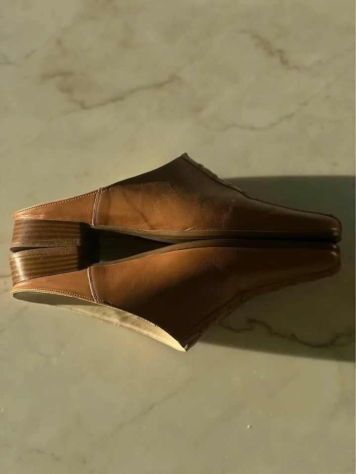 Brown leather Ecco slip-on mules image indicator(2)