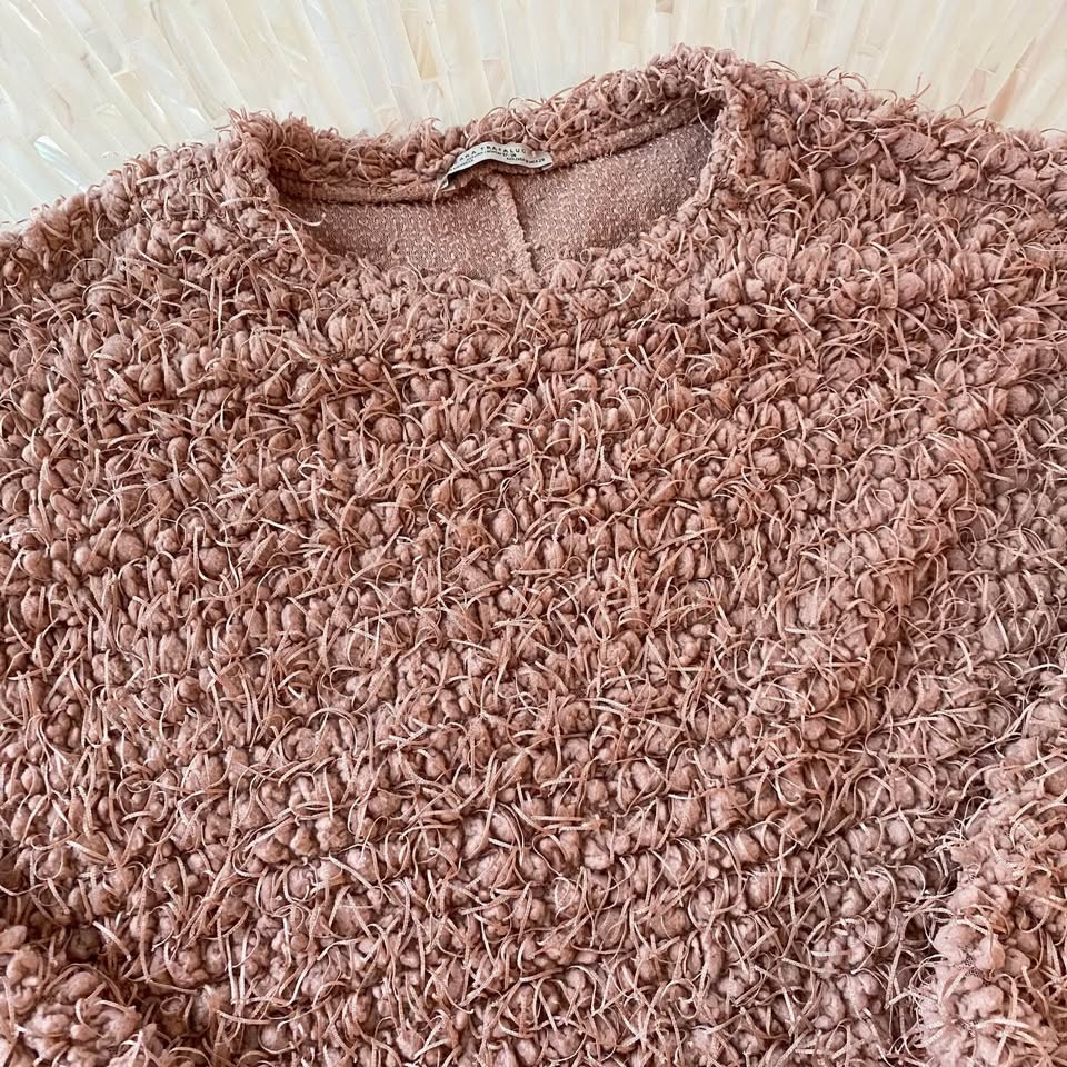 Zara Trafaluc Sweatshirt Pink Fuzzy Long Sleeve Size M - photo 3