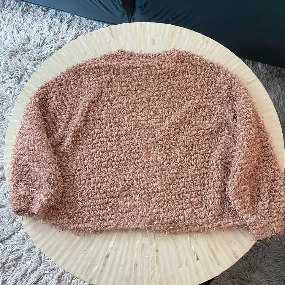 Zara Trafaluc Sweatshirt Pink Fuzzy Long Sleeve Size M image indicator(4)