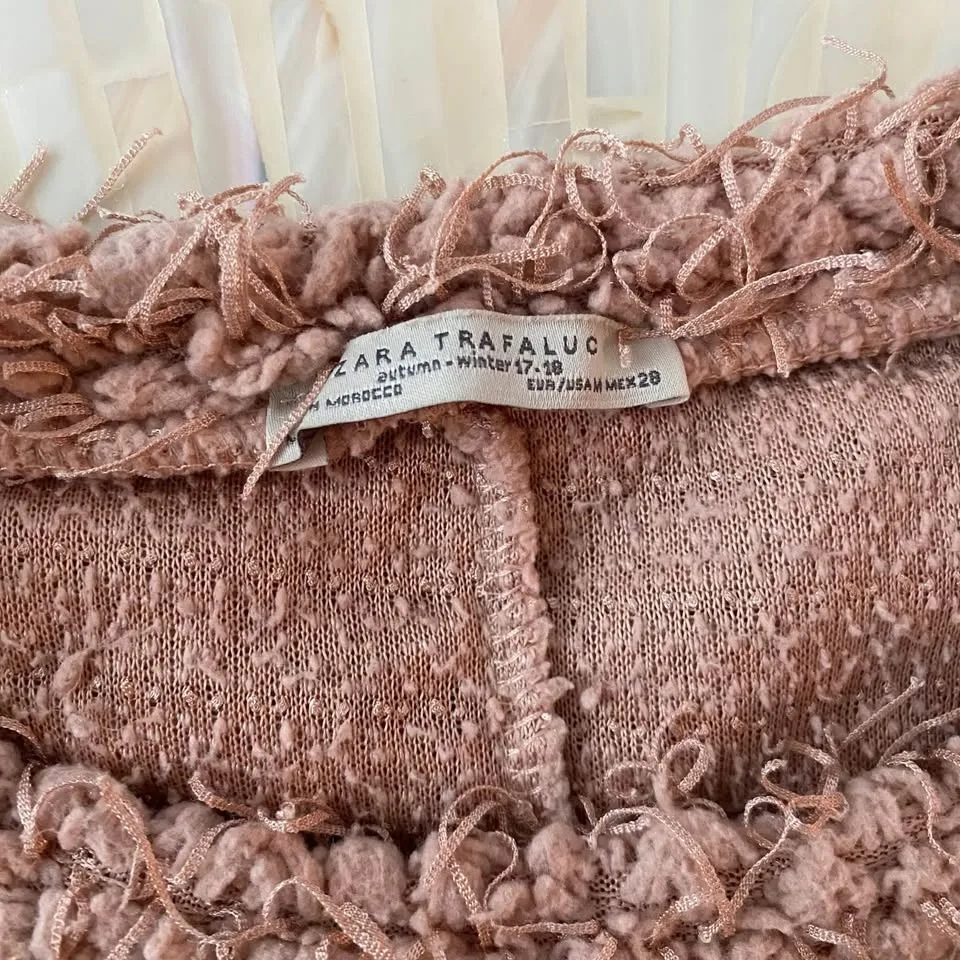 Zara Trafaluc Sweatshirt Pink Fuzzy Long Sleeve Size M image indicator(5)