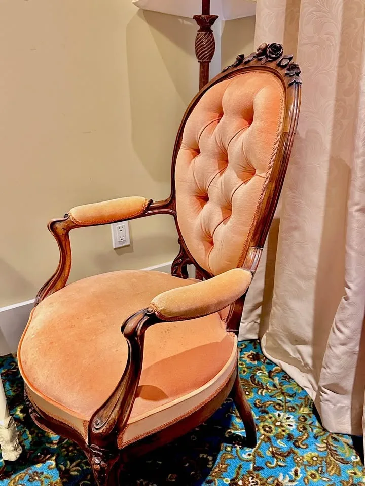 Victorian Carved Wood Tufted Armchair image indicator(2)