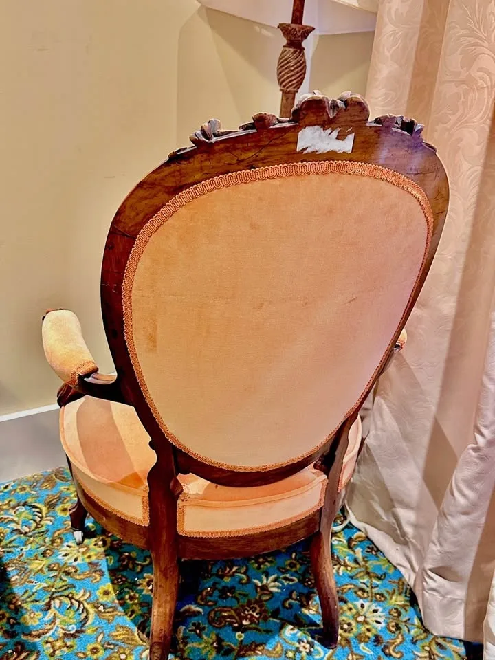 Victorian Carved Wood Tufted Armchair image indicator(3)