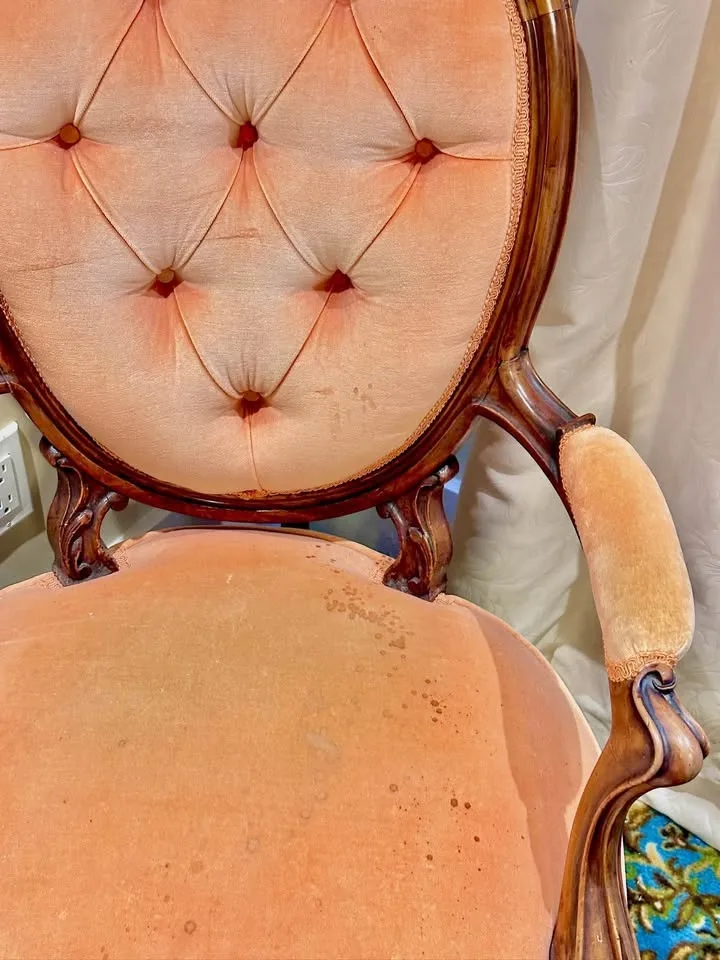 Victorian Carved Wood Tufted Armchair image indicator(5)