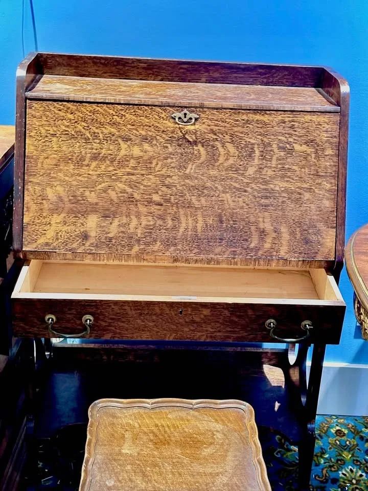 Vintage Drop-Front Writing Desk with Interior Cubbies image indicator(2)