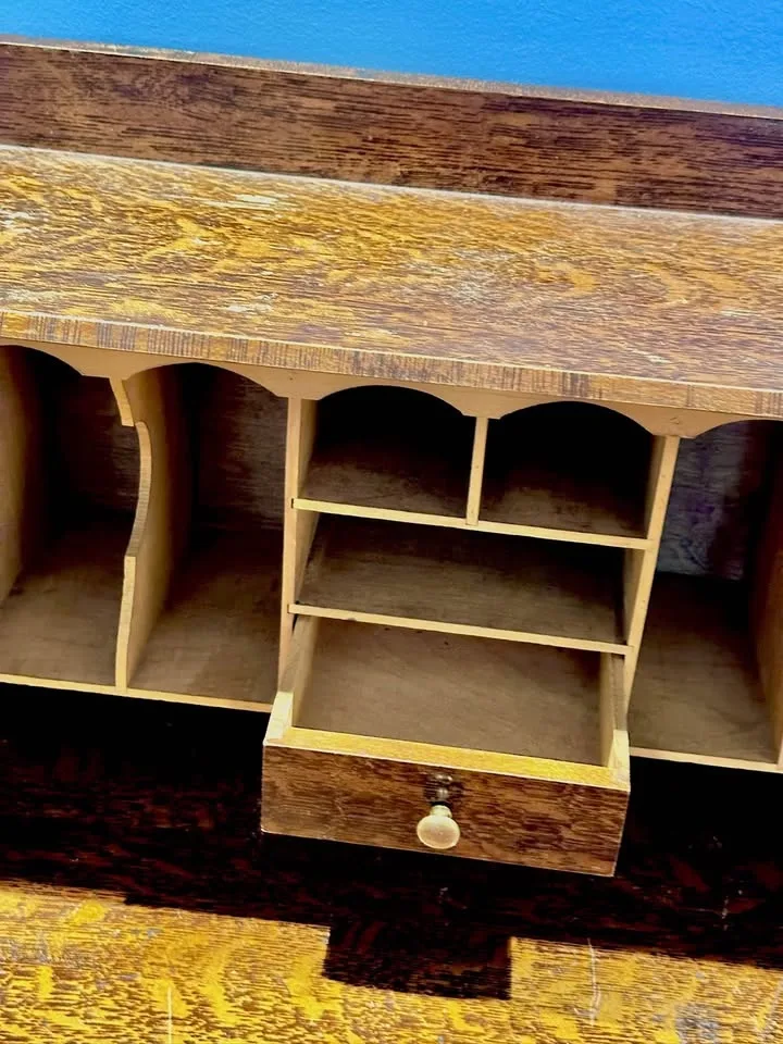 Vintage Drop-Front Writing Desk with Interior Cubbies image indicator(3)