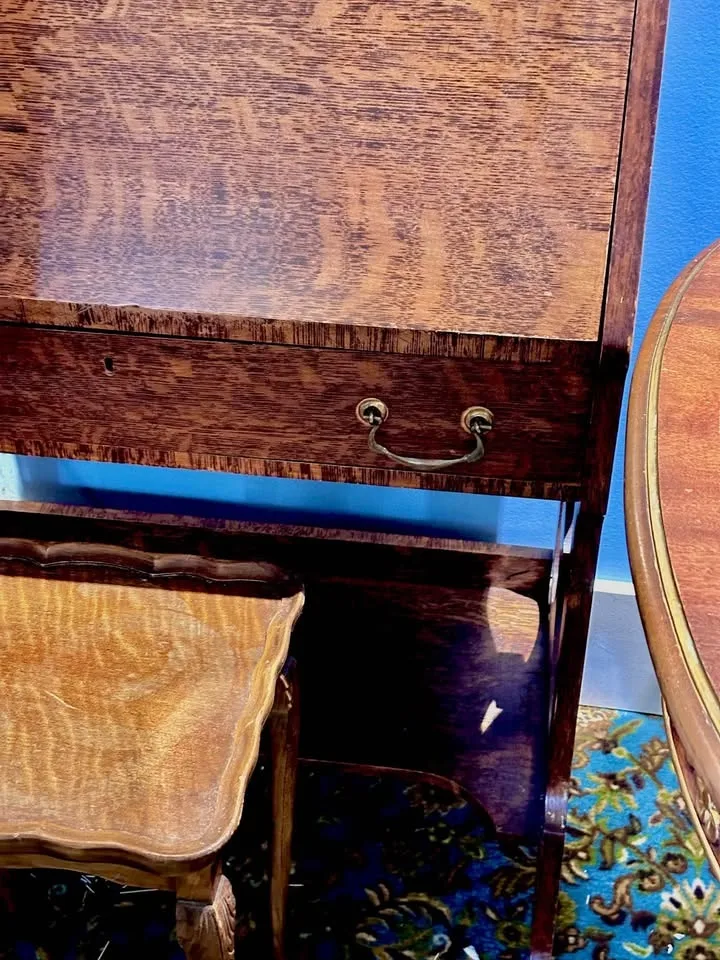 Vintage Drop-Front Writing Desk with Interior Cubbies image indicator(4)