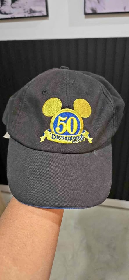 Rare Disneyland 50th Anniversary Black Baseball Cap