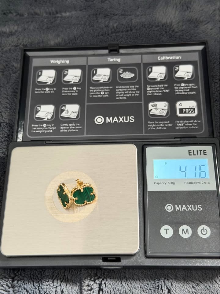 Green clover earrings 18k gold - photo 3