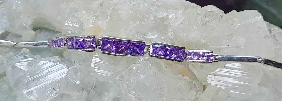 Amethyst and Steeling Silver Bracelet - photo 2