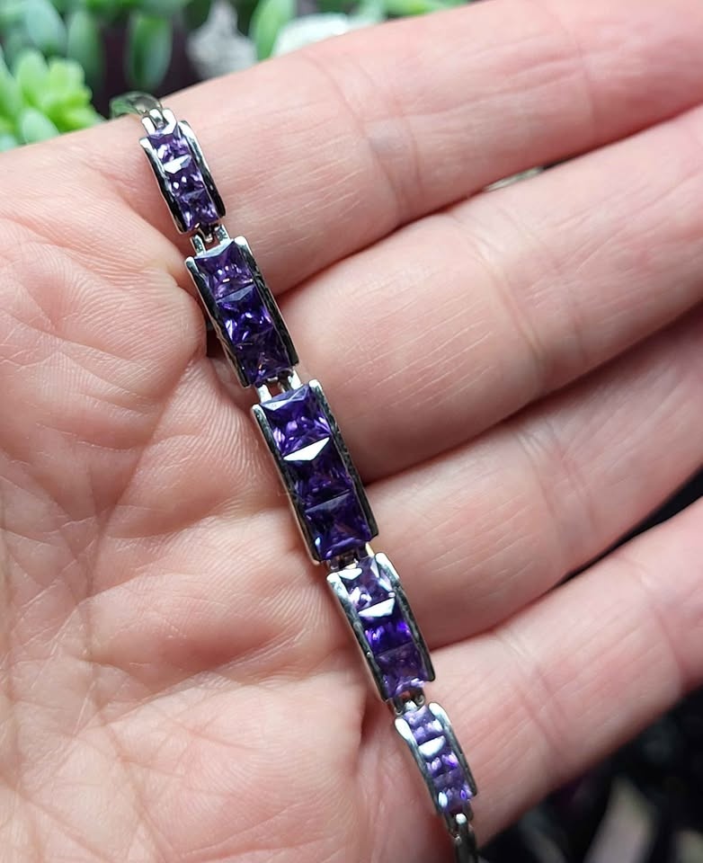Amethyst and Steeling Silver Bracelet - photo 3