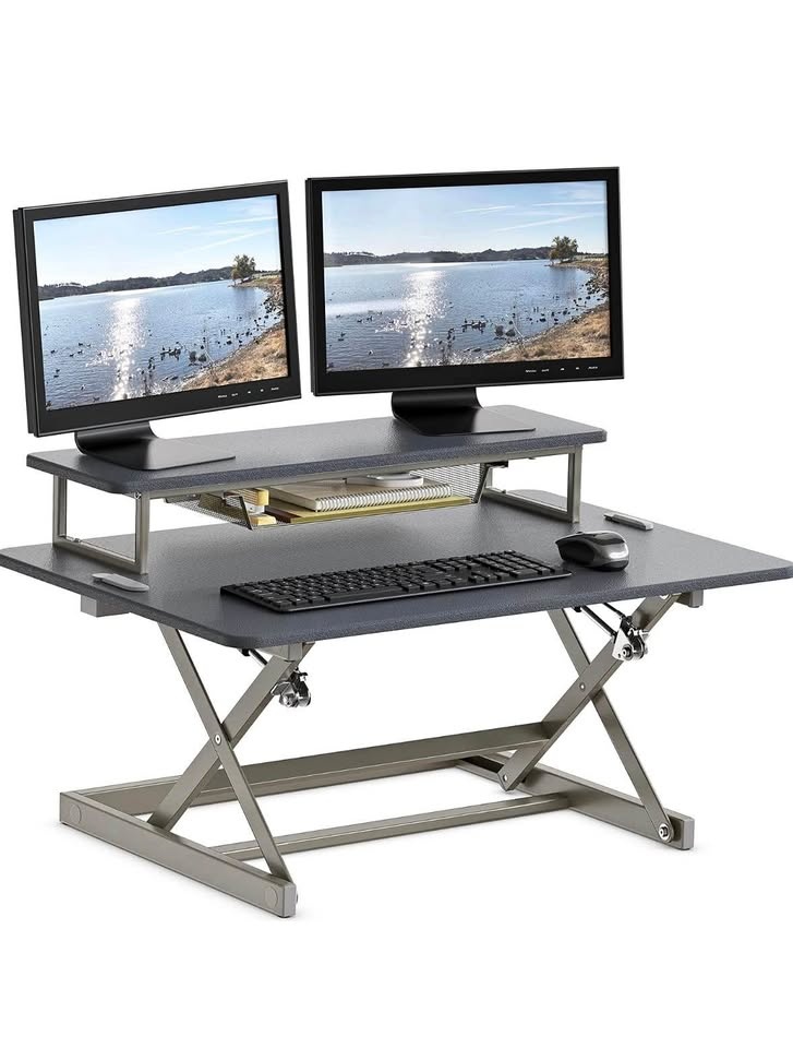 SHW 36-Inch Standing Desk Converter, Gray