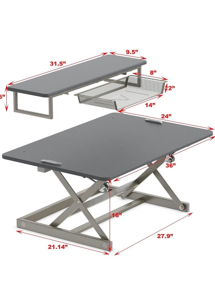 SHW 36-Inch Standing Desk Converter, Gray - photo 5