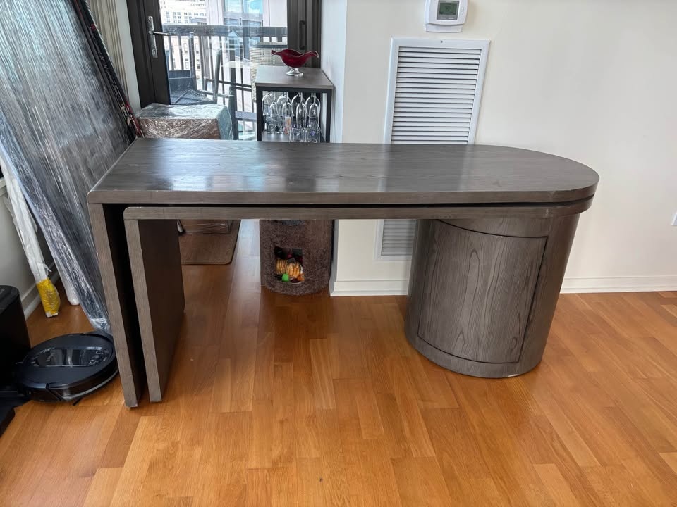 CB2 Twist 64" Grey Ash Rotating Desk with Storage - photo 2