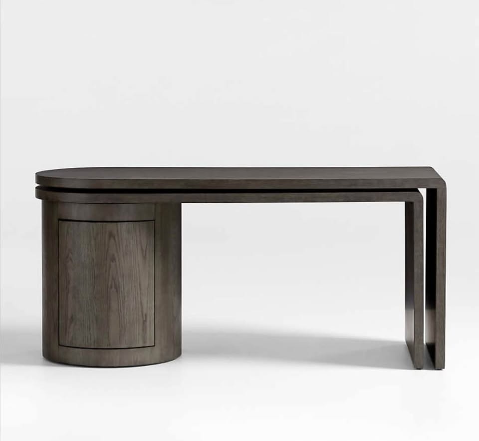 CB2 Twist 64" Grey Ash Rotating Desk with Storage - photo 3