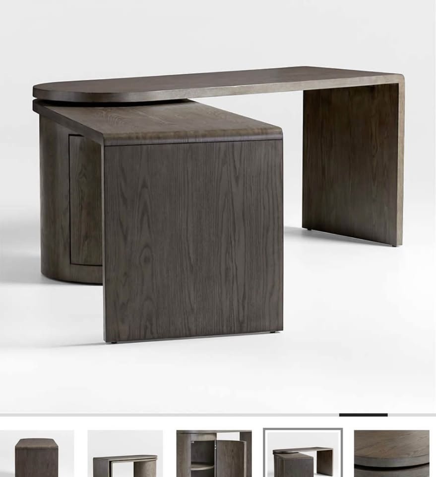 CB2 Twist 64" Grey Ash Rotating Desk with Storage - photo 4