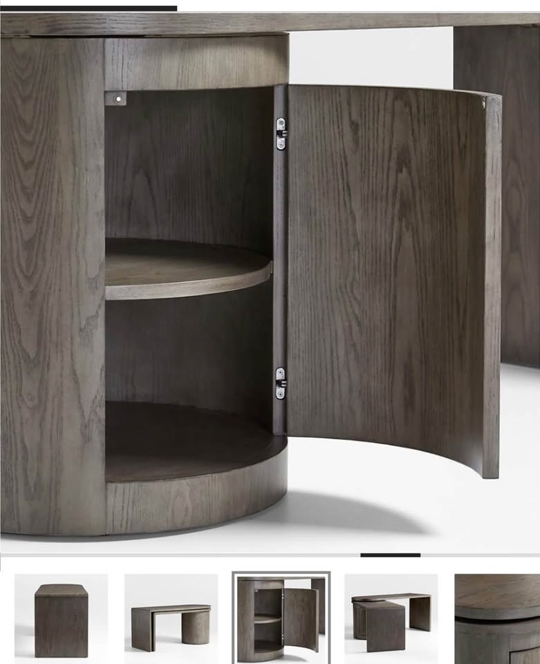 CB2 Twist 64" Grey Ash Rotating Desk with Storage - photo 5