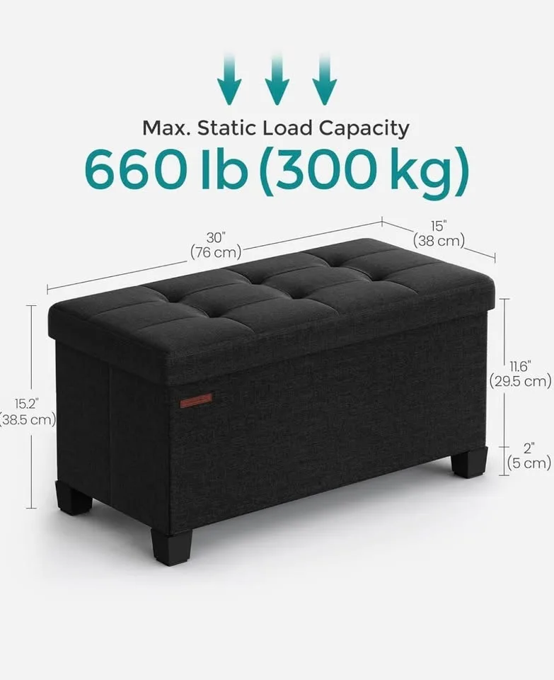 🔥 SONGMICS Storage Ottoman Bench – BRAND NEW (Ink Black) image indicator(3)