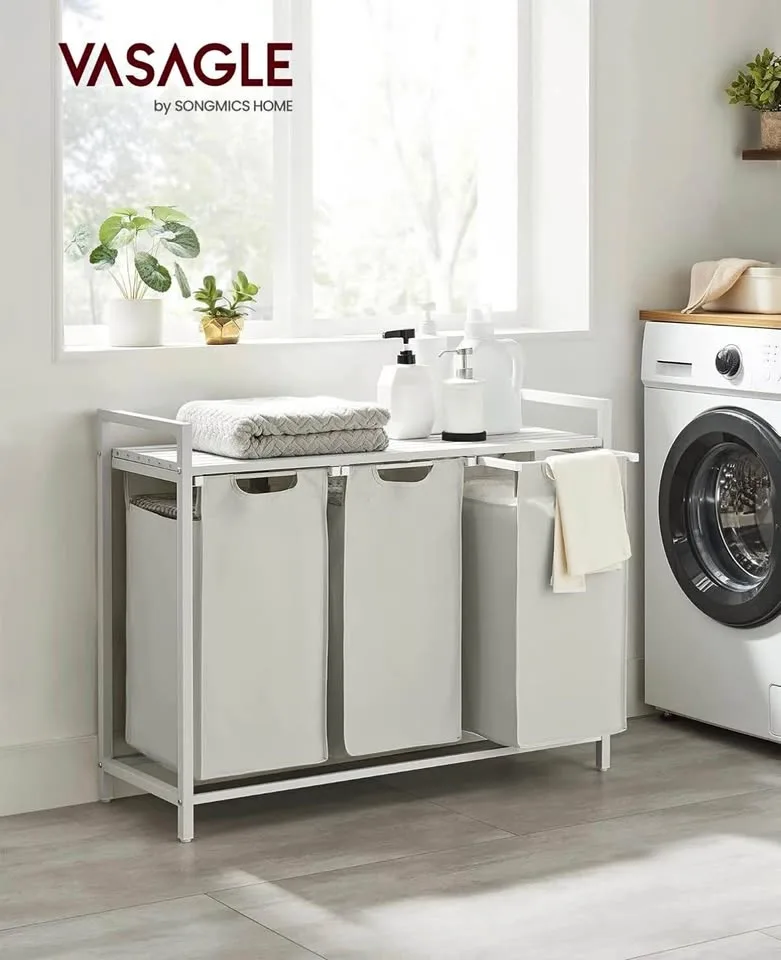 VASAGLE Laundry Hamper – 3-Bag Laundry Sorter - New