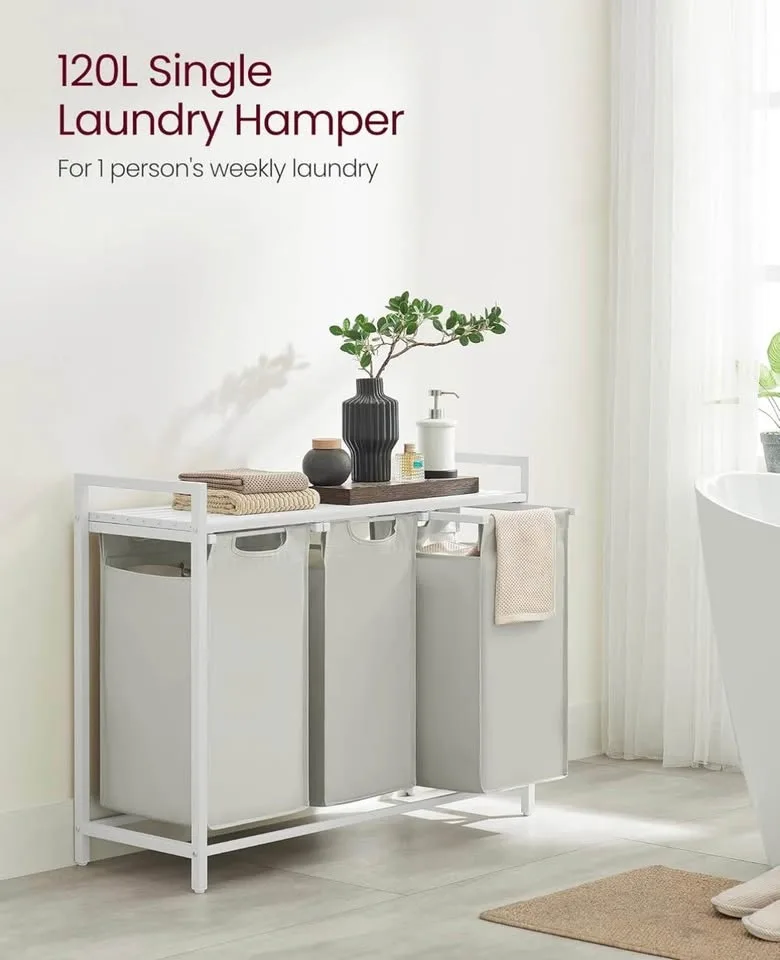 VASAGLE Laundry Hamper – 3-Bag Laundry Sorter - New image indicator(4)