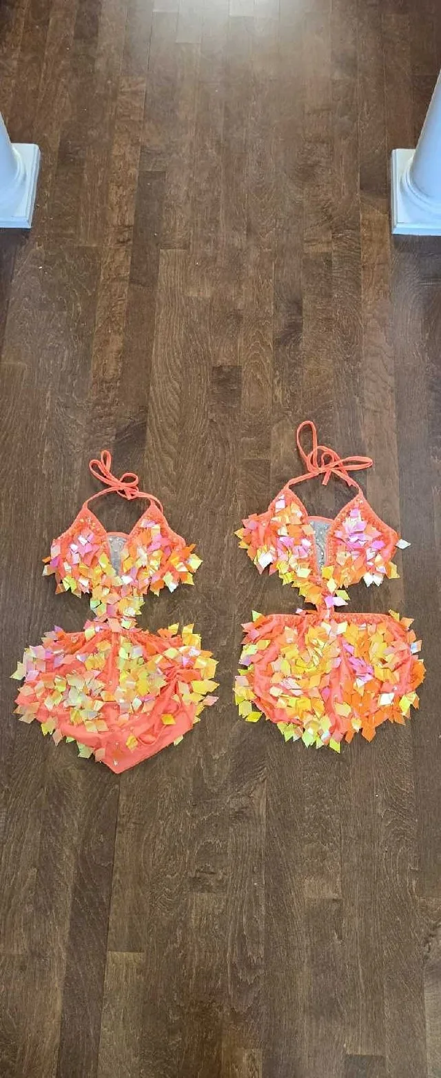 2 sizes duo Girls Glamour dance outfit costume for competitiv