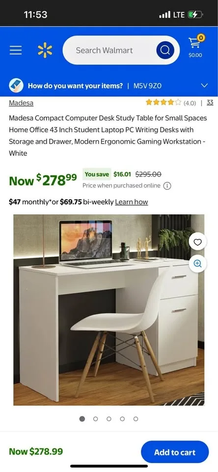 Madesa Compact Computer Desk Study Table