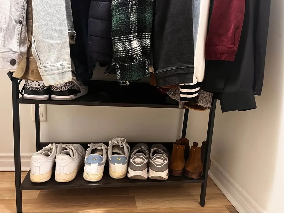 Black Metal Clothing Rack with Shelves image indicator(2)