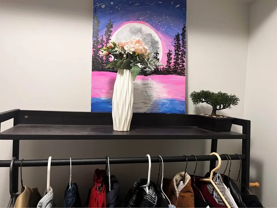 Black Metal Clothing Rack with Shelves image indicator(3)