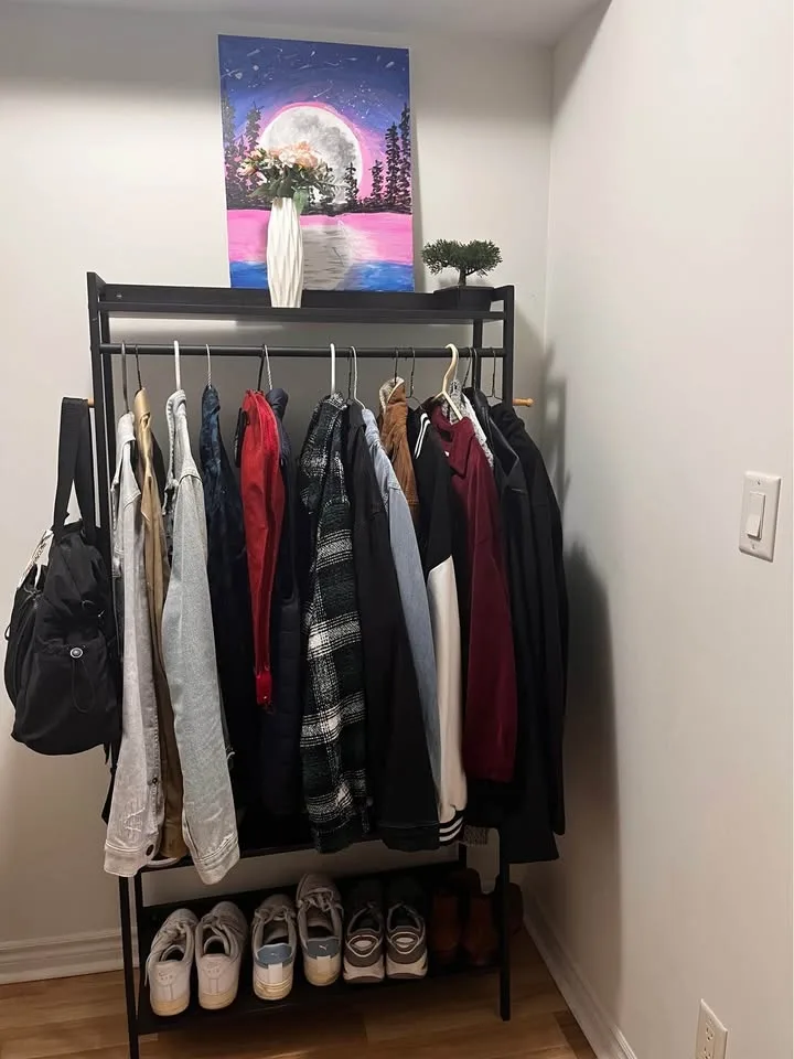 Black Metal Clothing Rack with Shelves image indicator(5)