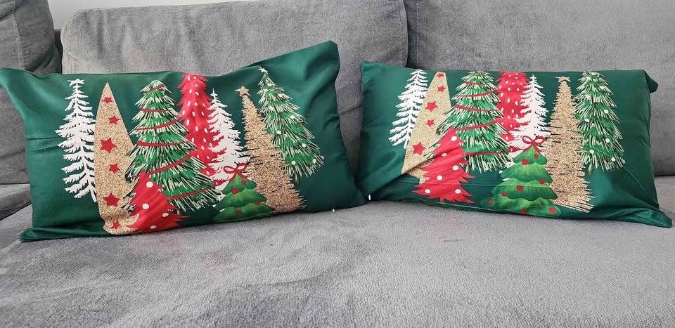 2 throw pillow's Covers Holiday Season.