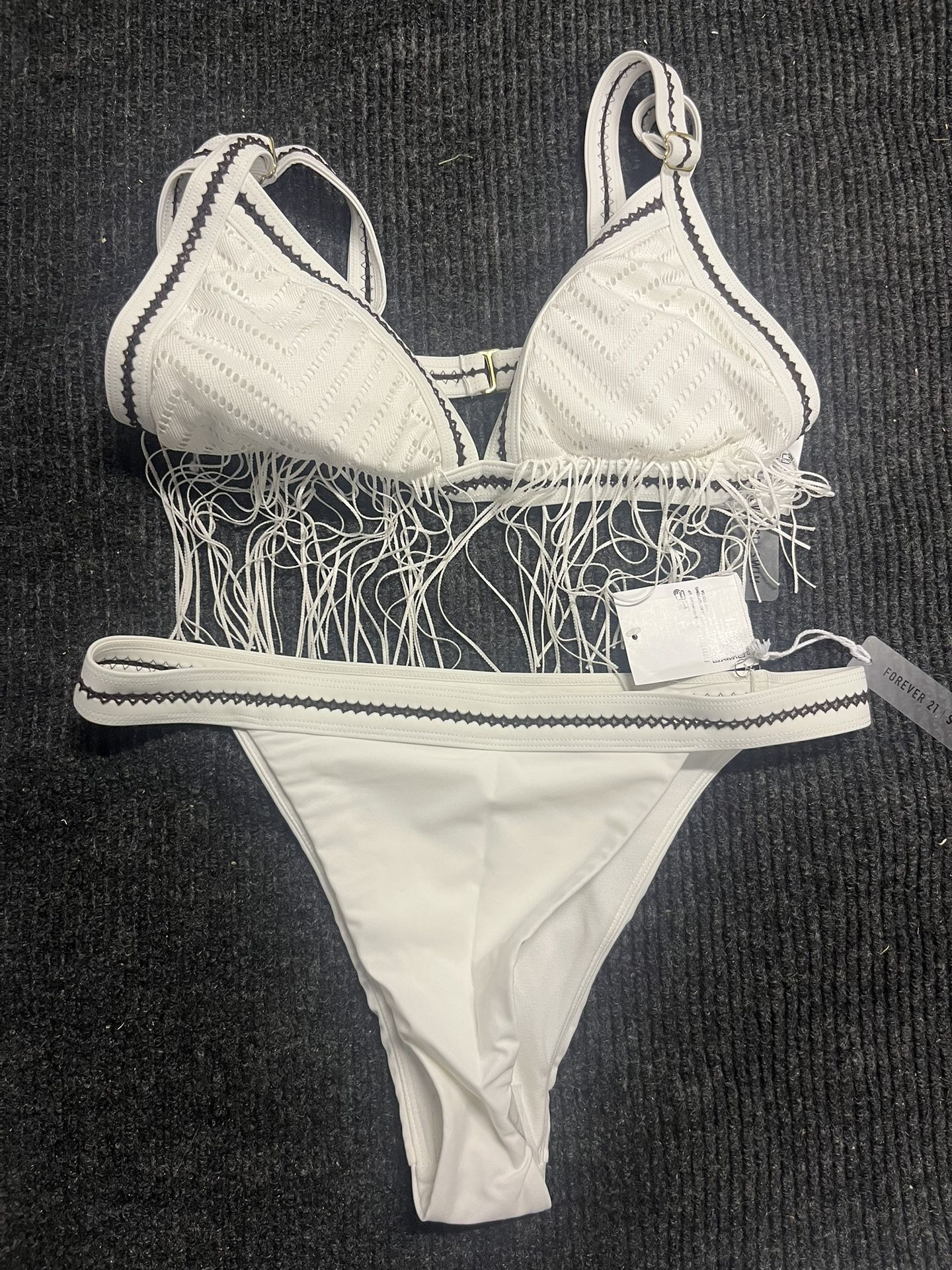 Forever 21 Swimwear/Bikini/2-Piece/Dark Cocoa/Ivory/Size L