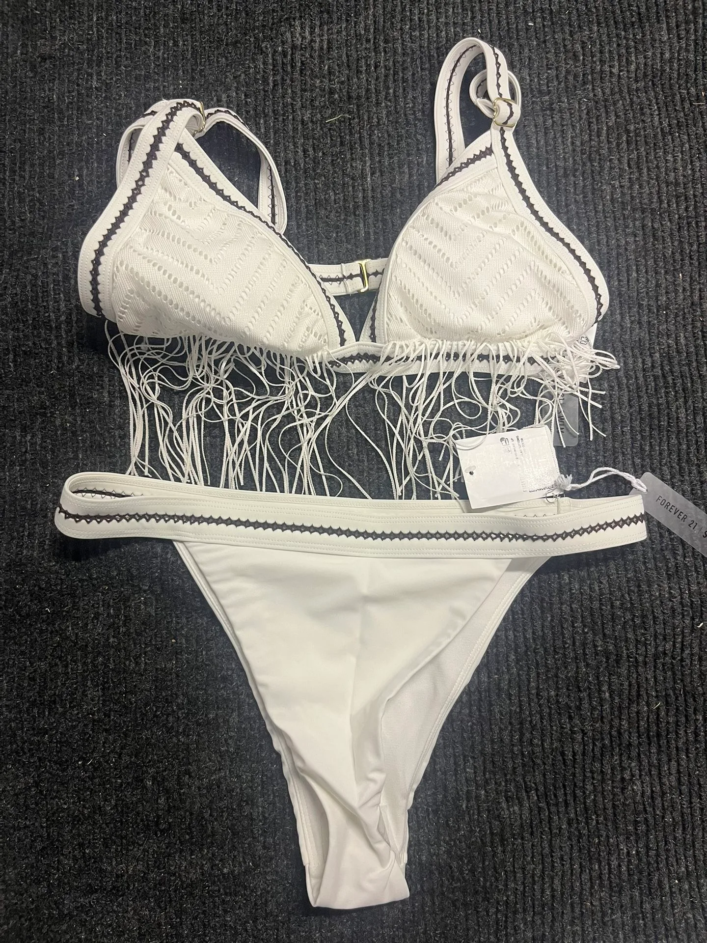 Forever 21 Swimwear/Bikini/2-Piece/Dark Cocoa/Ivory/Size L