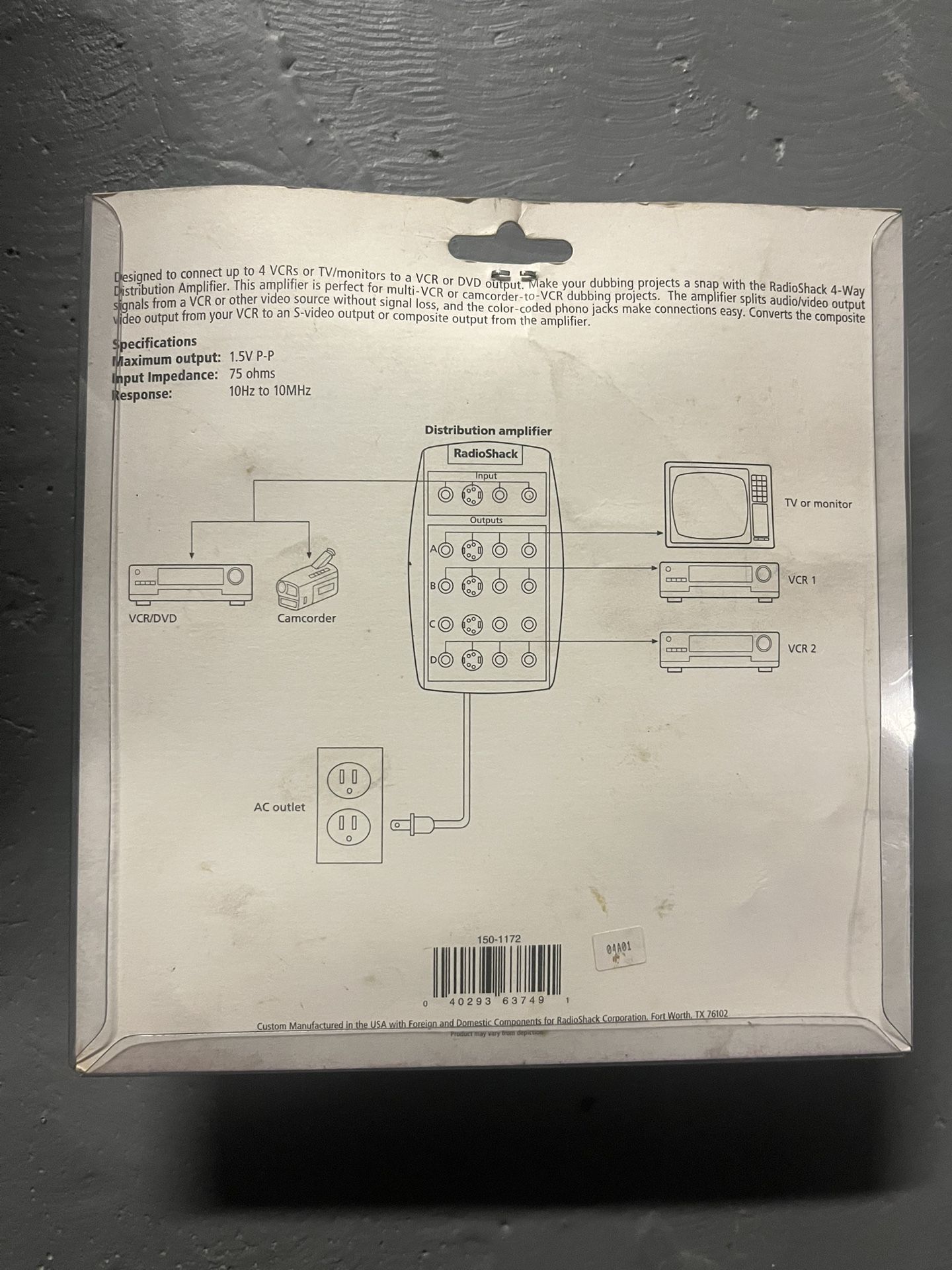 Radio Shack Video Distribution Amplifier 15-1172 NOB - photo 2
