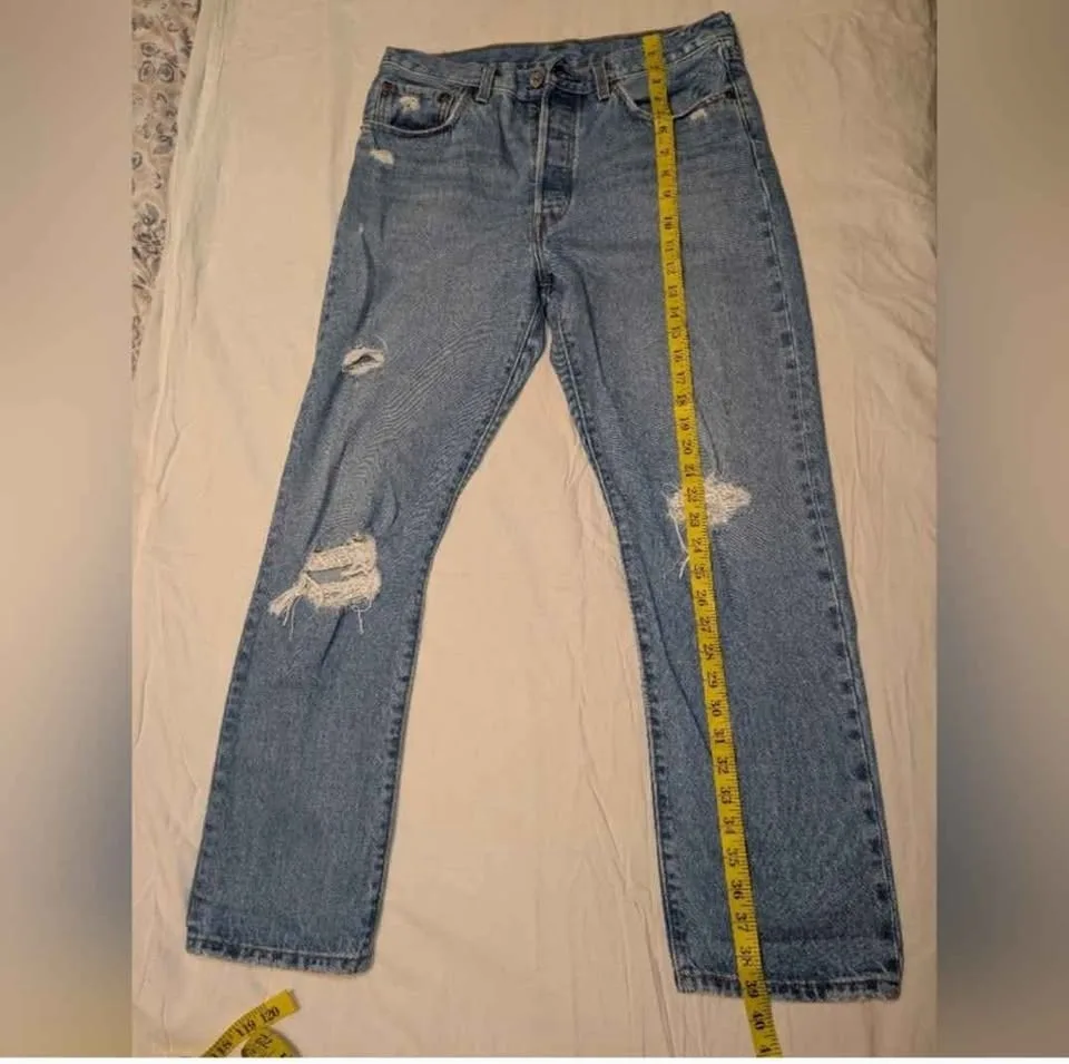 Levi's Blue Straight Leg Women's Distressed Jeans image indicator(3)