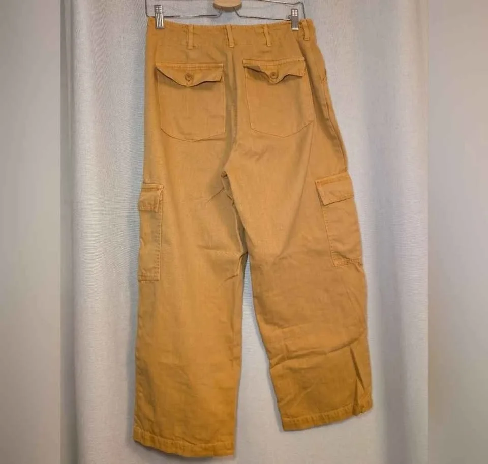 Universal Thread Mustard Yellow Cargo Pants Size 6 image indicator(2)