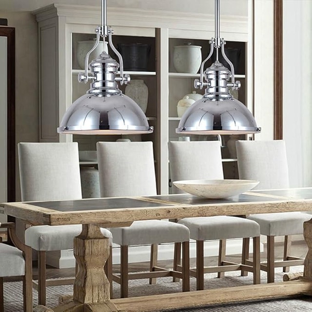 Industrial Polished Nickel One-Light Pendant Light - photo 3