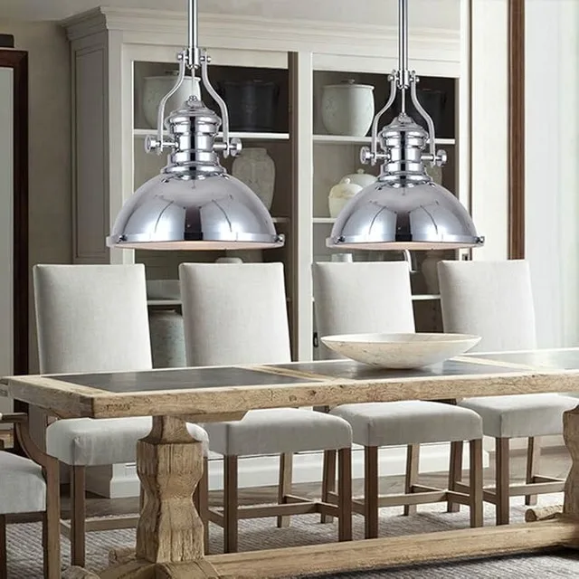 Industrial Polished Nickel One-Light Pendant Light image indicator(3)