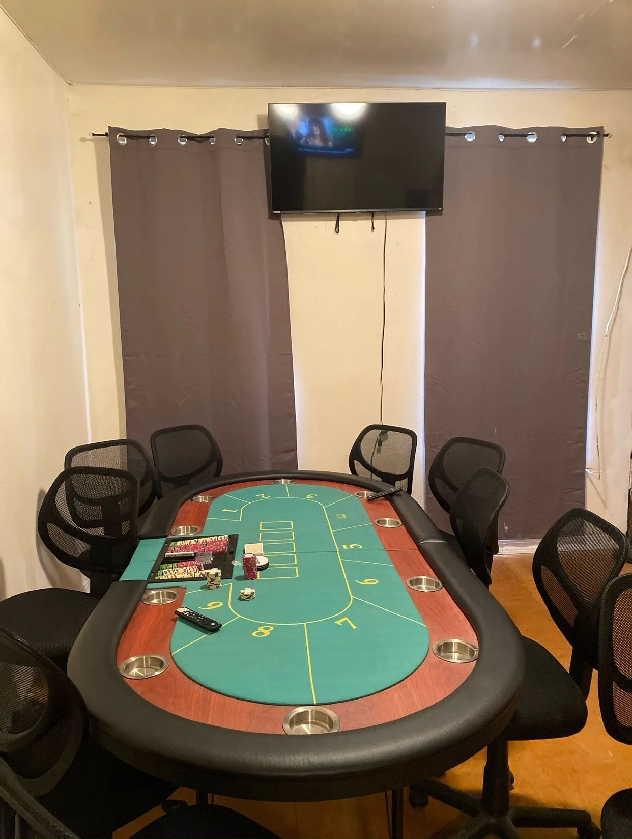 Poker Table + 10 Chairs – Ready for Home Games – Great Condition