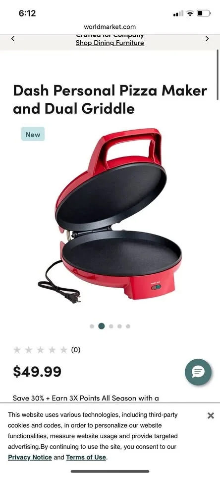 New Dash 12” pizza maker and griddle